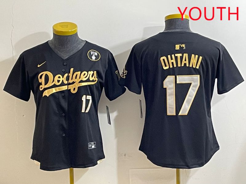 Youth Los Angeles Dodgers #17 Ohtani Black Gold Nike 2025 MLB Jersey style 4288